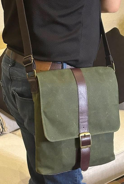 Messenger Bags, Maxwell Leather/Waxed Canvas Messenger Bags MiamiLeathers.com