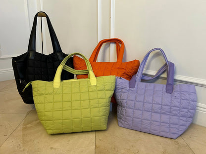 Quilted Nylon Tote – Lightweight, Triple-Zip, Travel & Work Ready MiamiLeathers.com