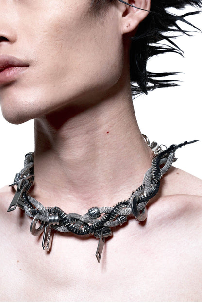 Industrial Mesh Braided Choker Necklace - Wolvess
