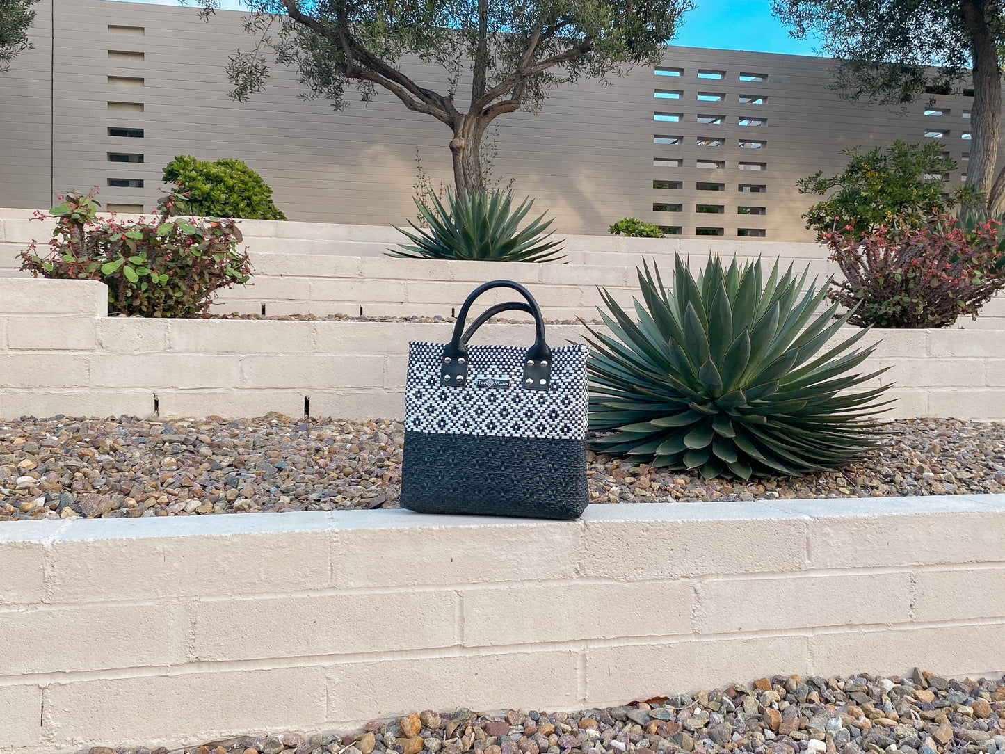 Tin Marin Black Large Woven Crossbody Bag - Black Leather Tin Marin Brand
