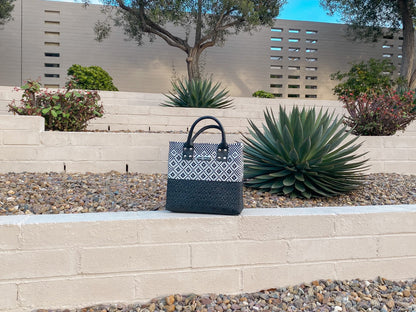Tin Marin Black Large Woven Crossbody Bag - Black Leather Tin Marin Brand