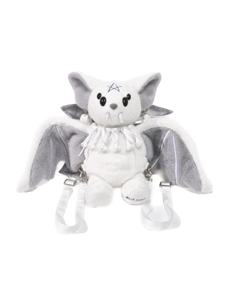 Gothic bat plush backpack with white faux fur - Wolvess