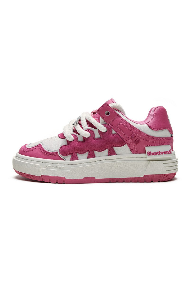 Pattern Platform Sneakers Pink White - Wolvess
