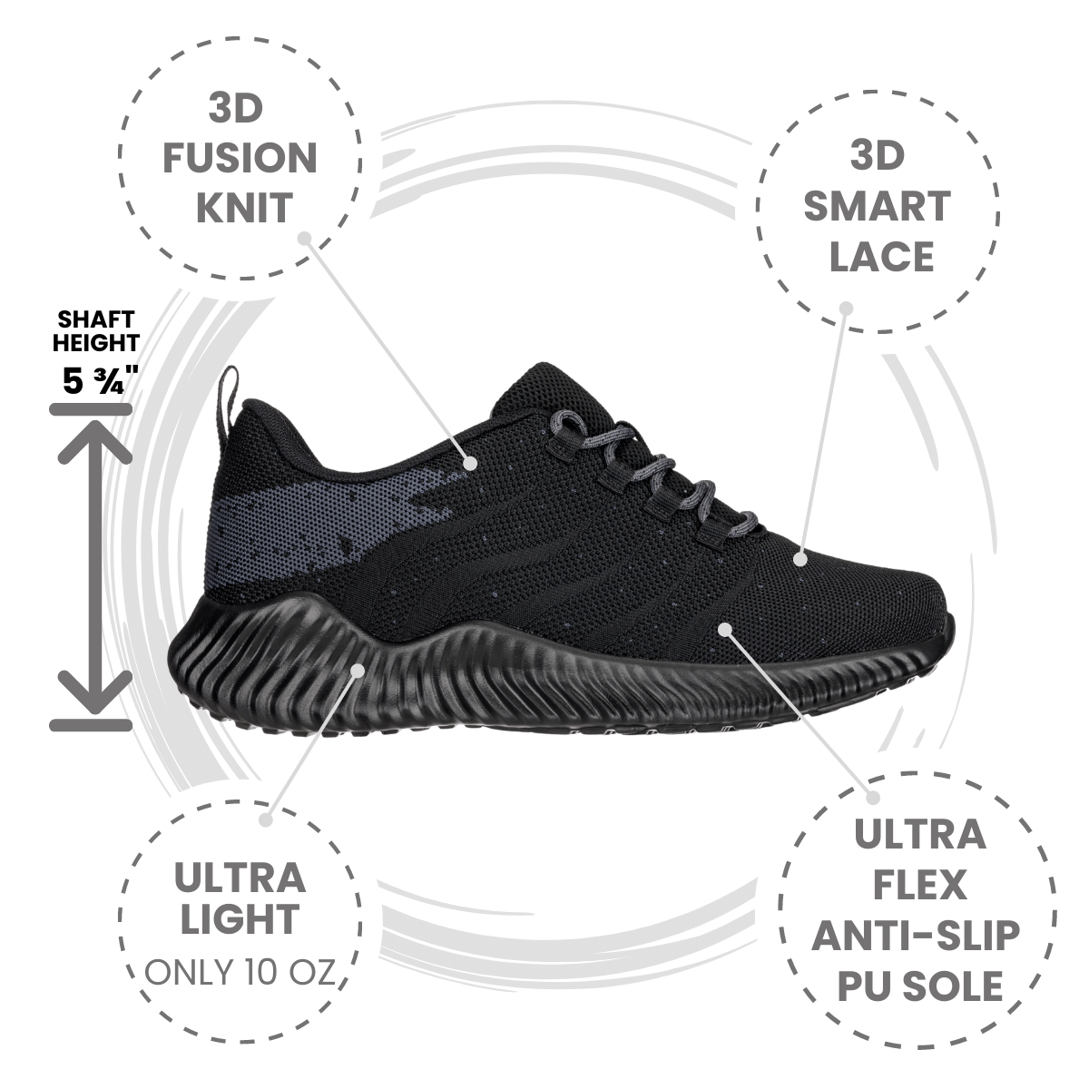 CALTO - Q216 - 2.8 Inches Taller (Black/Grey) - Ultra Lightweight Tallmenshoes.com