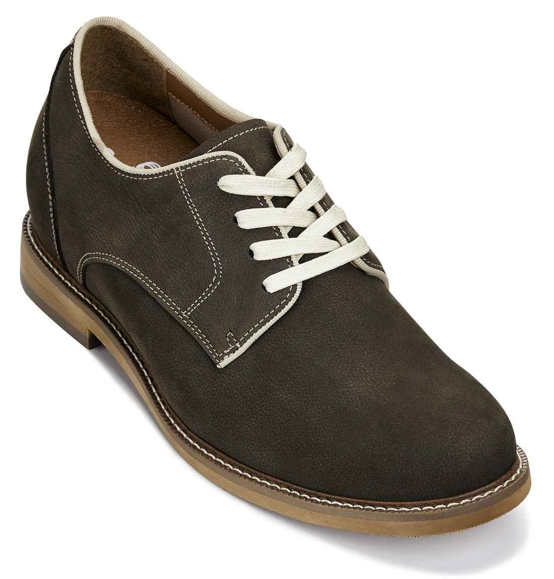 CALTO - J1311 - 3 Inches Taller (Sardine Grey) - Business Casual Leather Derbies Tallmenshoes.com