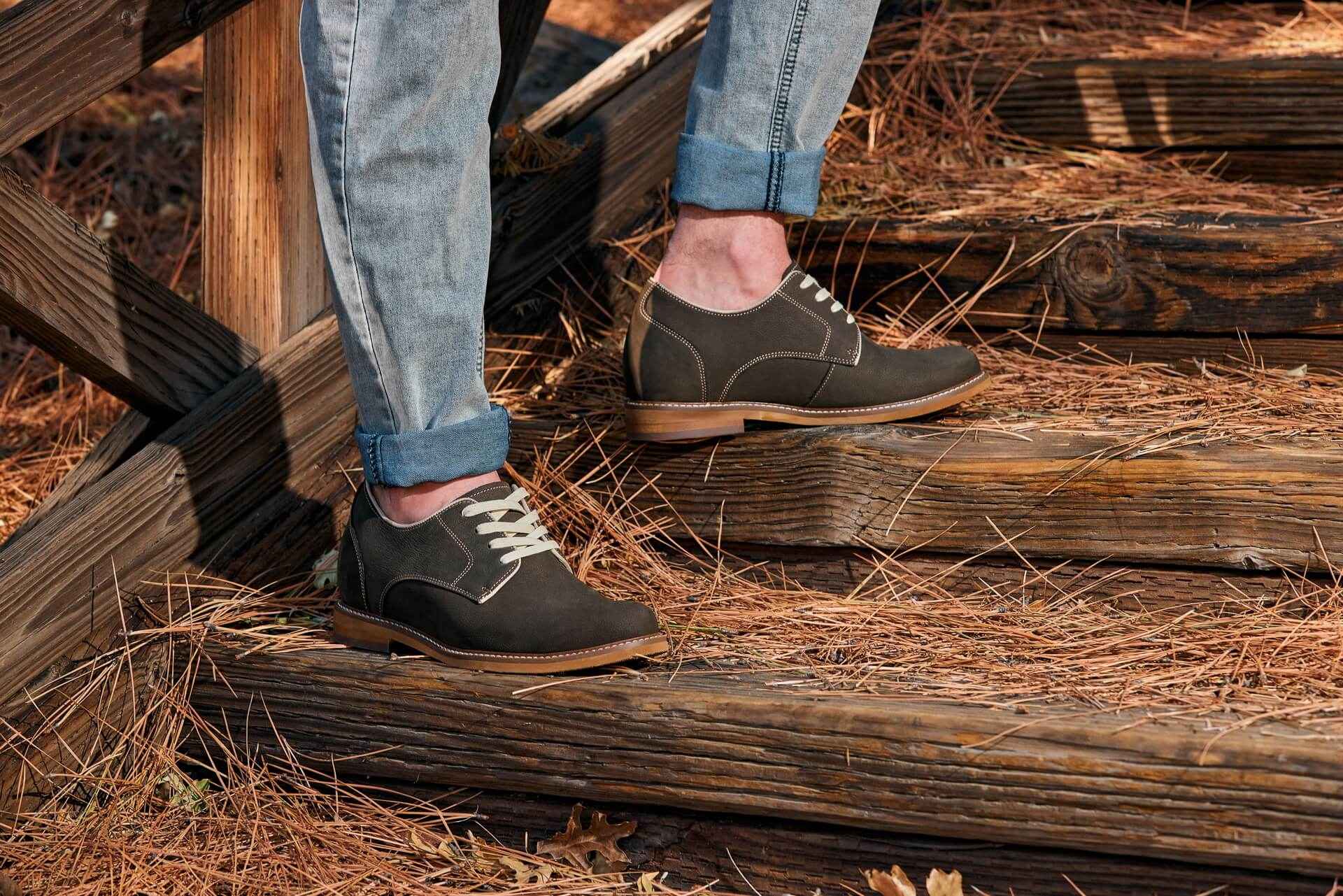 CALTO - J1311 - 3 Inches Taller (Sardine Grey) - Business Casual Leather Derbies Tallmenshoes.com