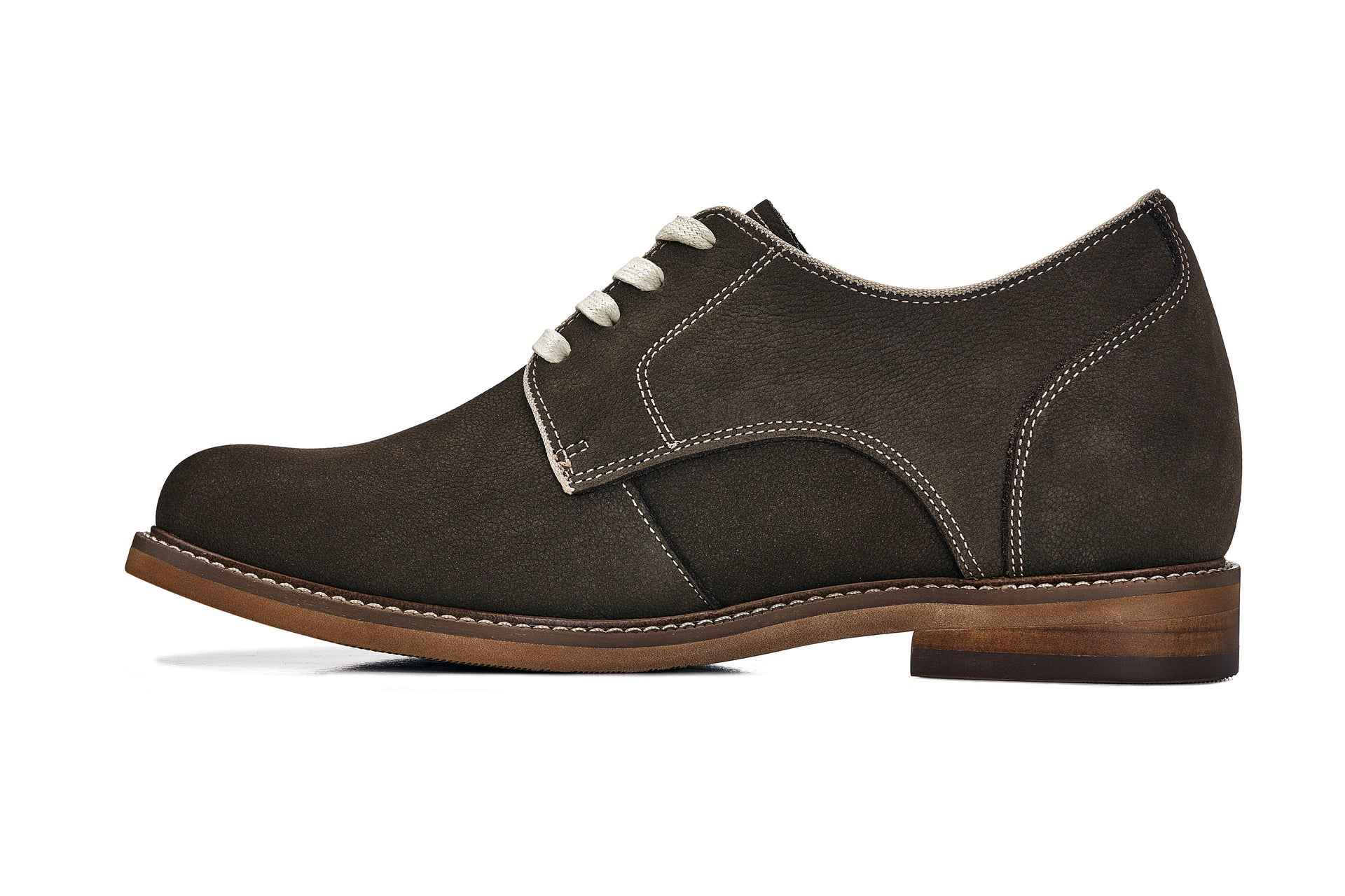 CALTO - J1311 - 3 Inches Taller (Sardine Grey) - Business Casual Leather Derbies Tallmenshoes.com