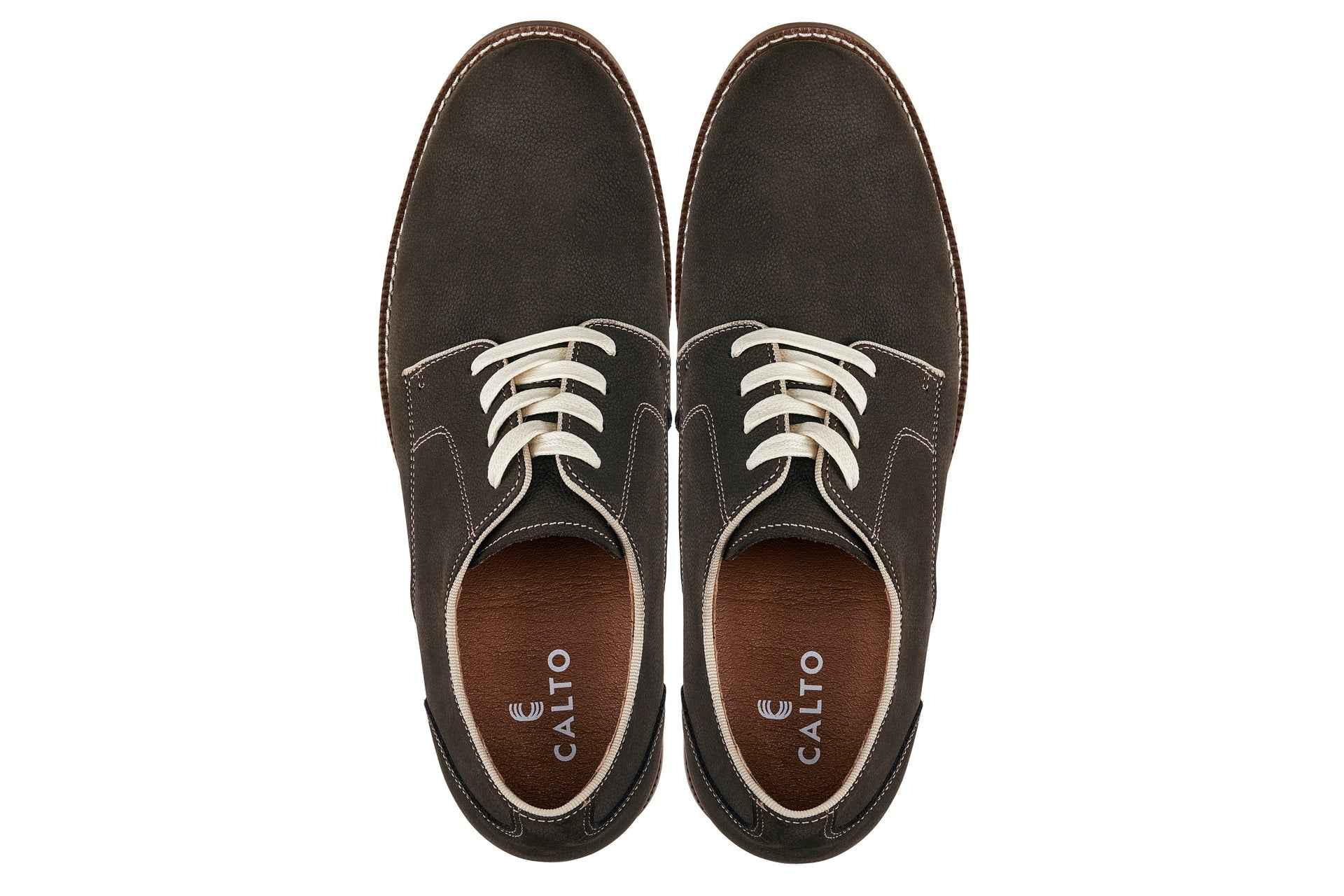CALTO - J1311 - 3 Inches Taller (Sardine Grey) - Business Casual Leather Derbies Tallmenshoes.com