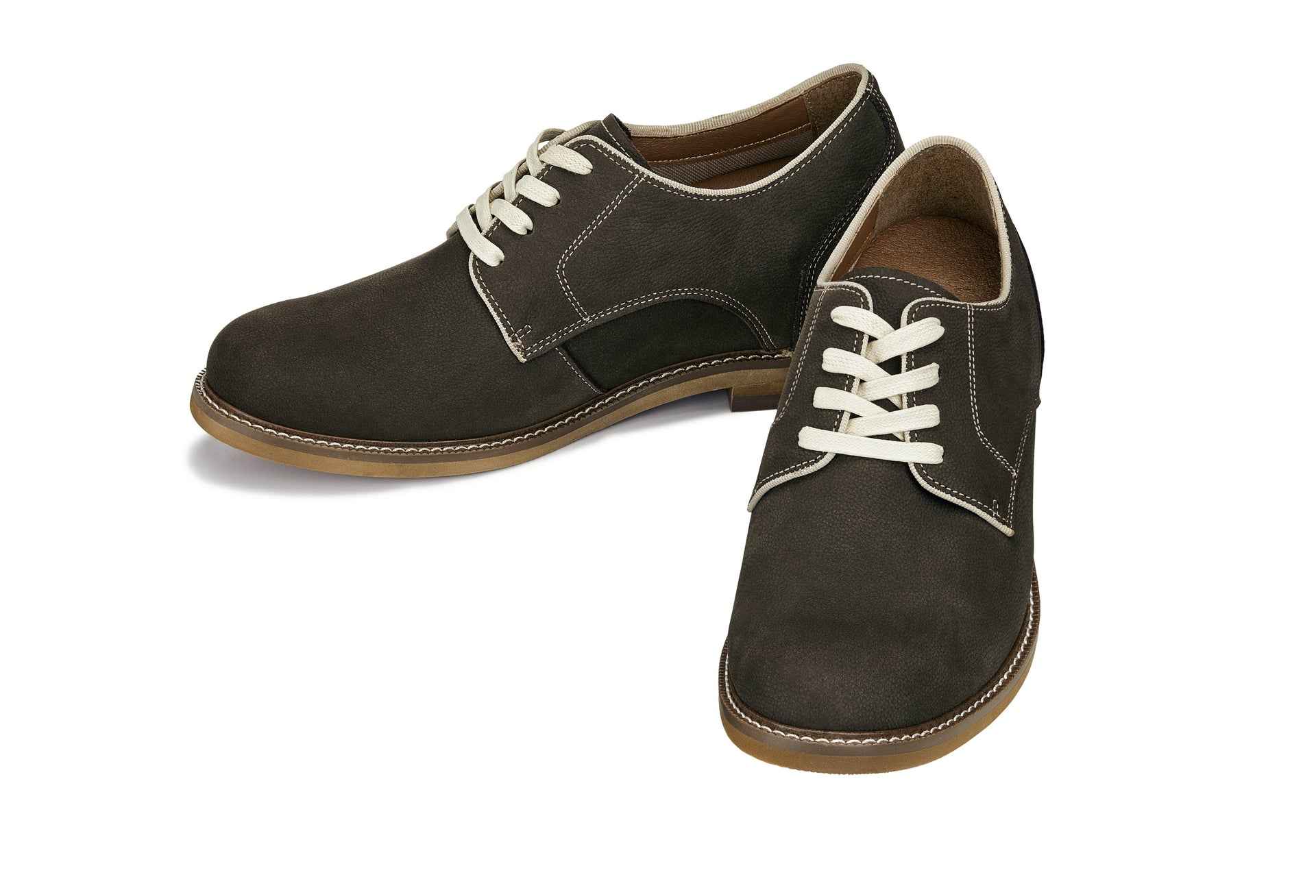 CALTO - J1311 - 3 Inches Taller (Sardine Grey) - Business Casual Leather Derbies Tallmenshoes.com