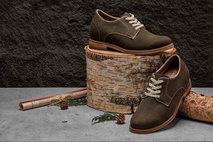 CALTO - J1311 - 3 Inches Taller (Sardine Grey) - Business Casual Leather Derbies Tallmenshoes.com