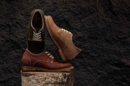 CALTO - J1312 - 3 Inches Taller (Khaki Brown) - Business Casual Leather Derbies Tallmenshoes.com