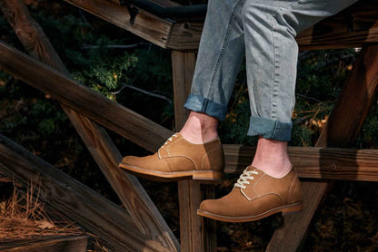 CALTO - J1312 - 3 Inches Taller (Khaki Brown) - Business Casual Leather Derbies Tallmenshoes.com