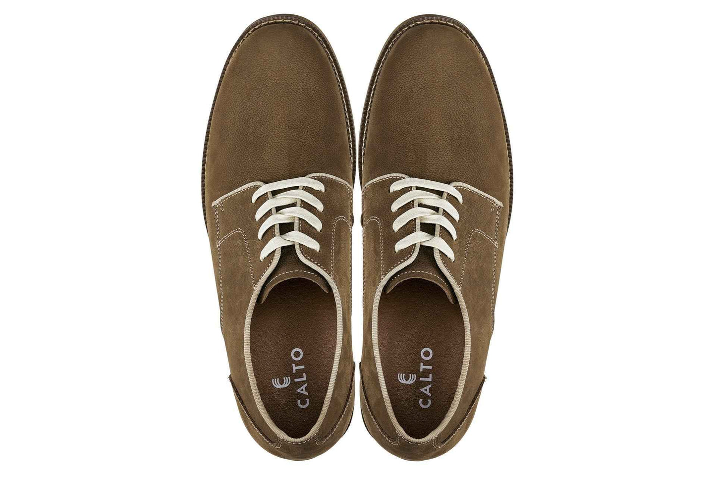 CALTO - J1312 - 3 Inches Taller (Khaki Brown) - Business Casual Leather Derbies Tallmenshoes.com