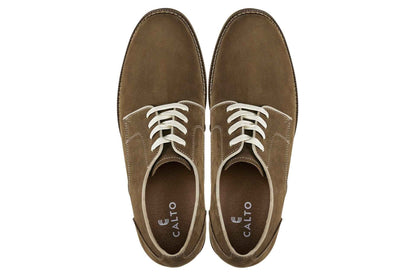 CALTO - J1312 - 3 Inches Taller (Khaki Brown) - Business Casual Leather Derbies Tallmenshoes.com