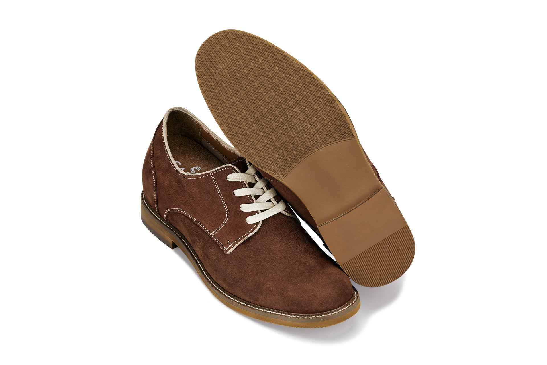 CALTO - J1313 - 3 Inches Taller (Terracotta Brown) - Business Casual Leather Derbies Tallmenshoes.com