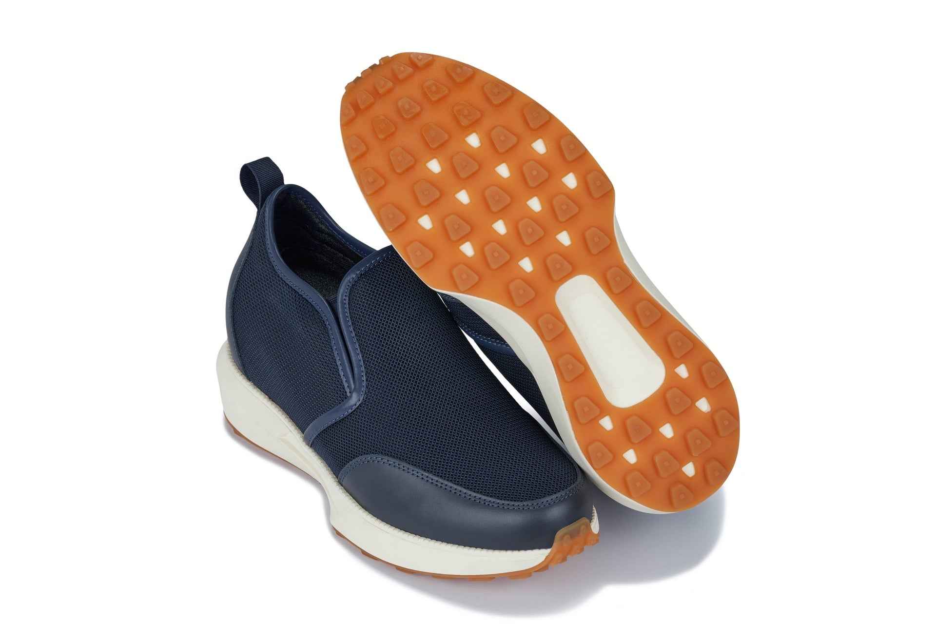 CALTO - J1435  - 3.3 Inches Taller (Dark Blue) - Casual Chunky Sole Sneaker Loafers Tallmenshoes.com
