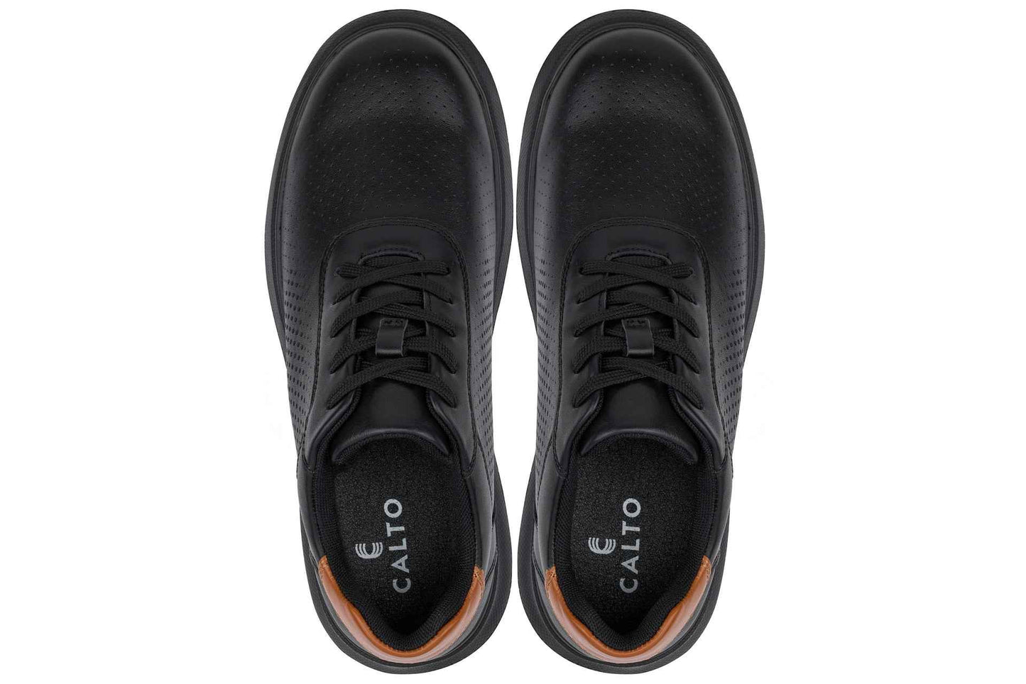 CALTO - J1580  - 2.6 Inches Taller (Black/Black Sole) - Lightweight Casual Walkers Tallmenshoes.com