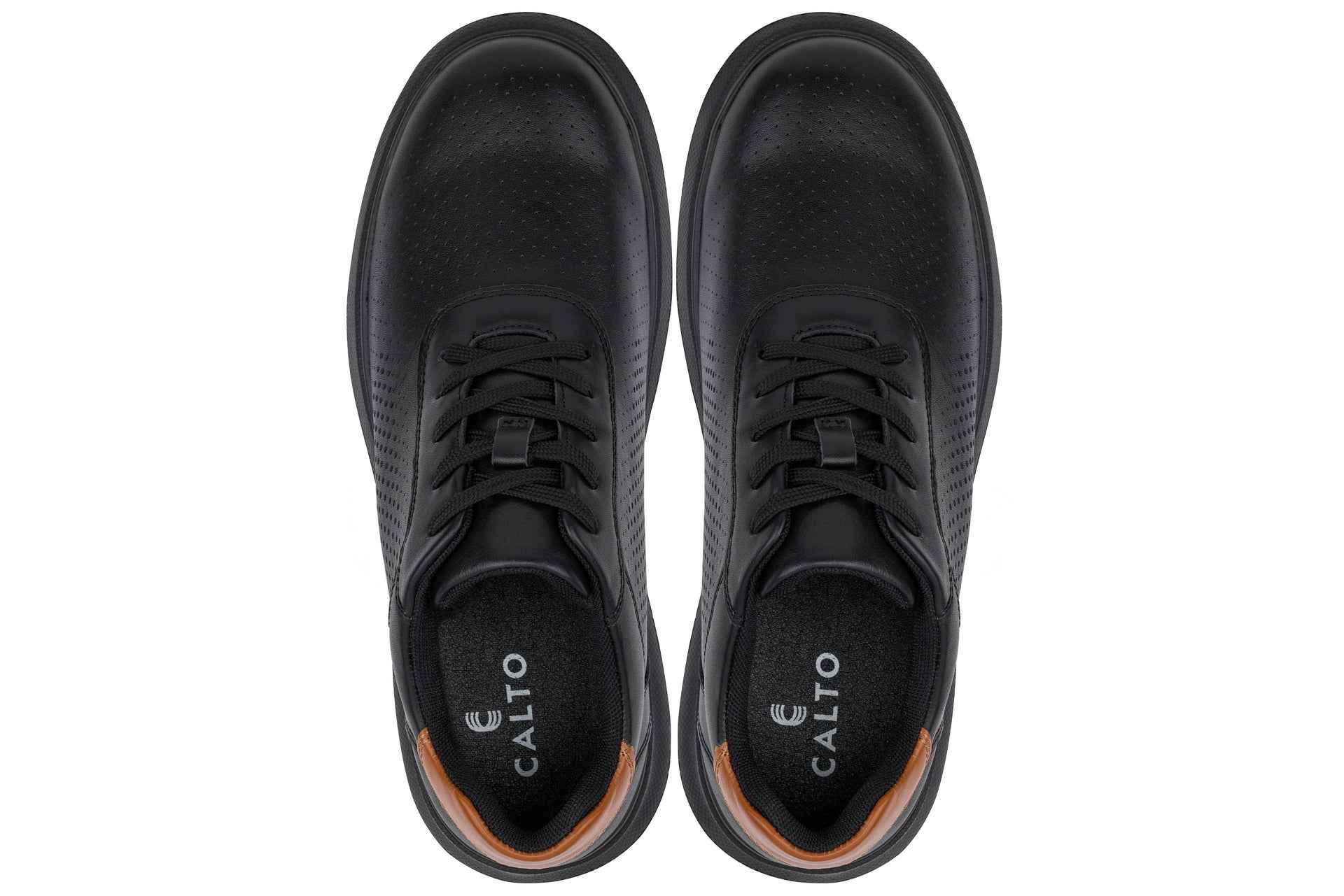 CALTO - J1580  - 2.6 Inches Taller (Black/Black Sole) - Lightweight Casual Walkers Tallmenshoes.com