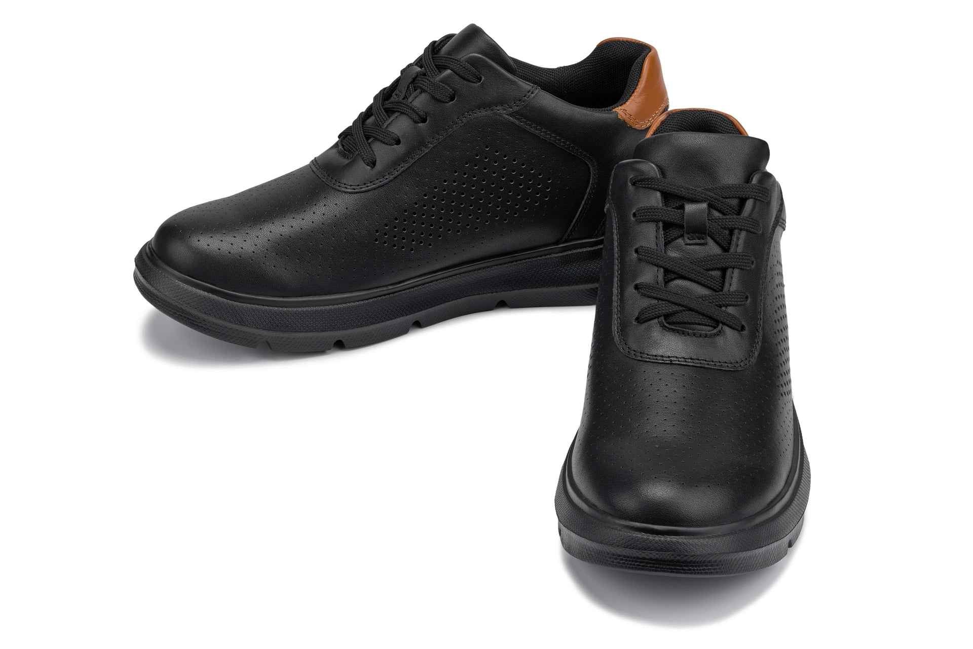 CALTO - J1580  - 2.6 Inches Taller (Black/Black Sole) - Lightweight Casual Walkers Tallmenshoes.com