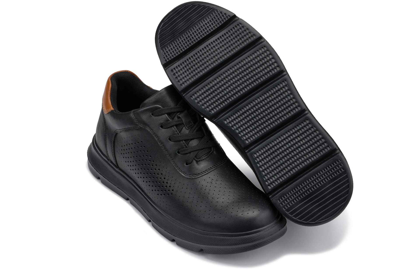 CALTO - J1580  - 2.6 Inches Taller (Black/Black Sole) - Lightweight Casual Walkers Tallmenshoes.com