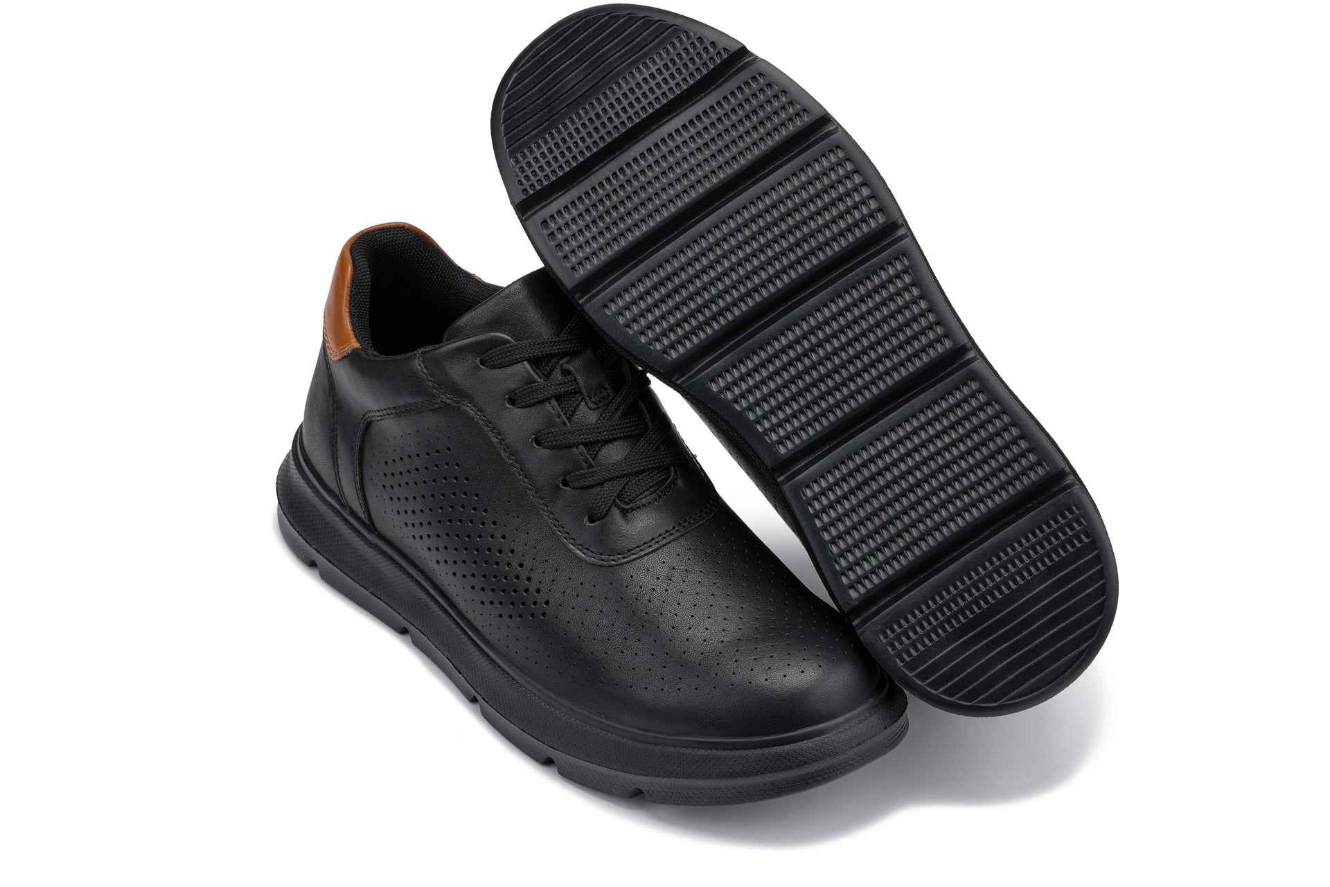CALTO - J1580  - 2.6 Inches Taller (Black/Black Sole) - Lightweight Casual Walkers Tallmenshoes.com