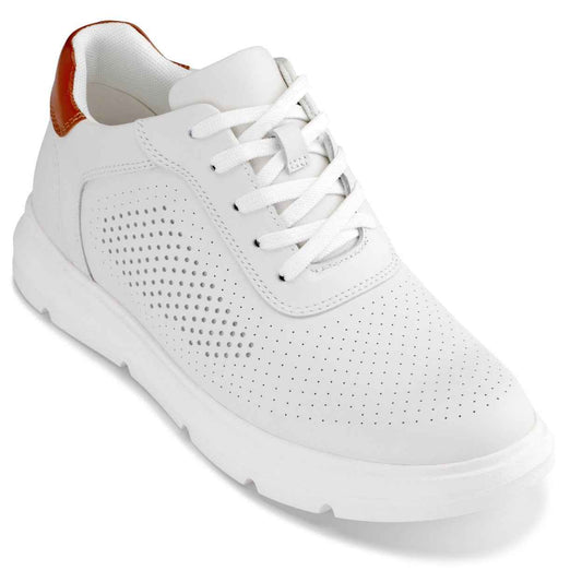 CALTO - J1581  - 2.6 Inches Taller (White) - Lightweight Casual Walkers Tallmenshoes.com