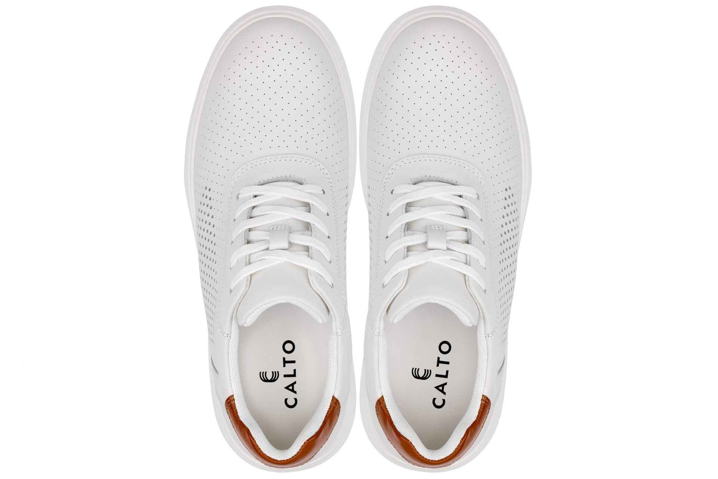 CALTO - J1581  - 2.6 Inches Taller (White) - Lightweight Casual Walkers Tallmenshoes.com