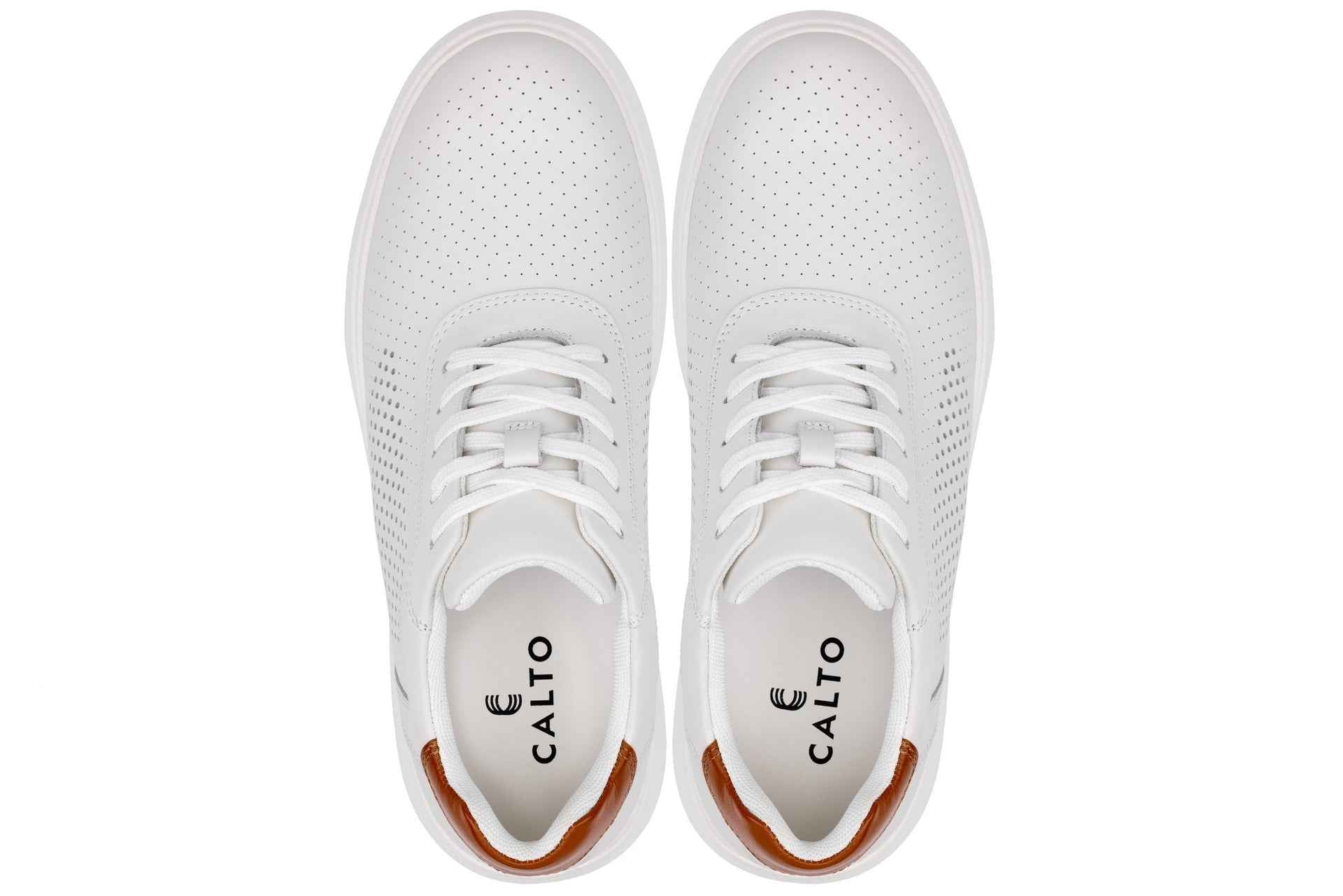 CALTO - J1581  - 2.6 Inches Taller (White) - Lightweight Casual Walkers Tallmenshoes.com