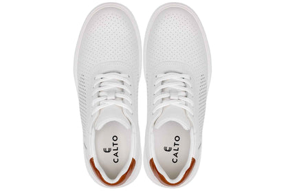 CALTO - J1581  - 2.6 Inches Taller (White) - Lightweight Casual Walkers Tallmenshoes.com