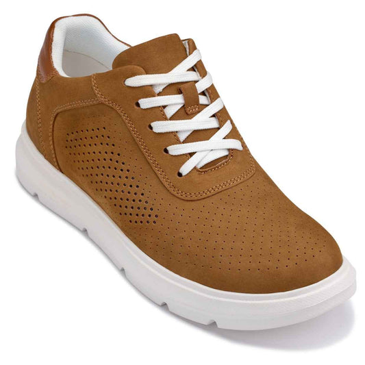 CALTO - J1583  - 2.6 Inches Taller (Brown) - Lightweight Casual Walkers Tallmenshoes.com