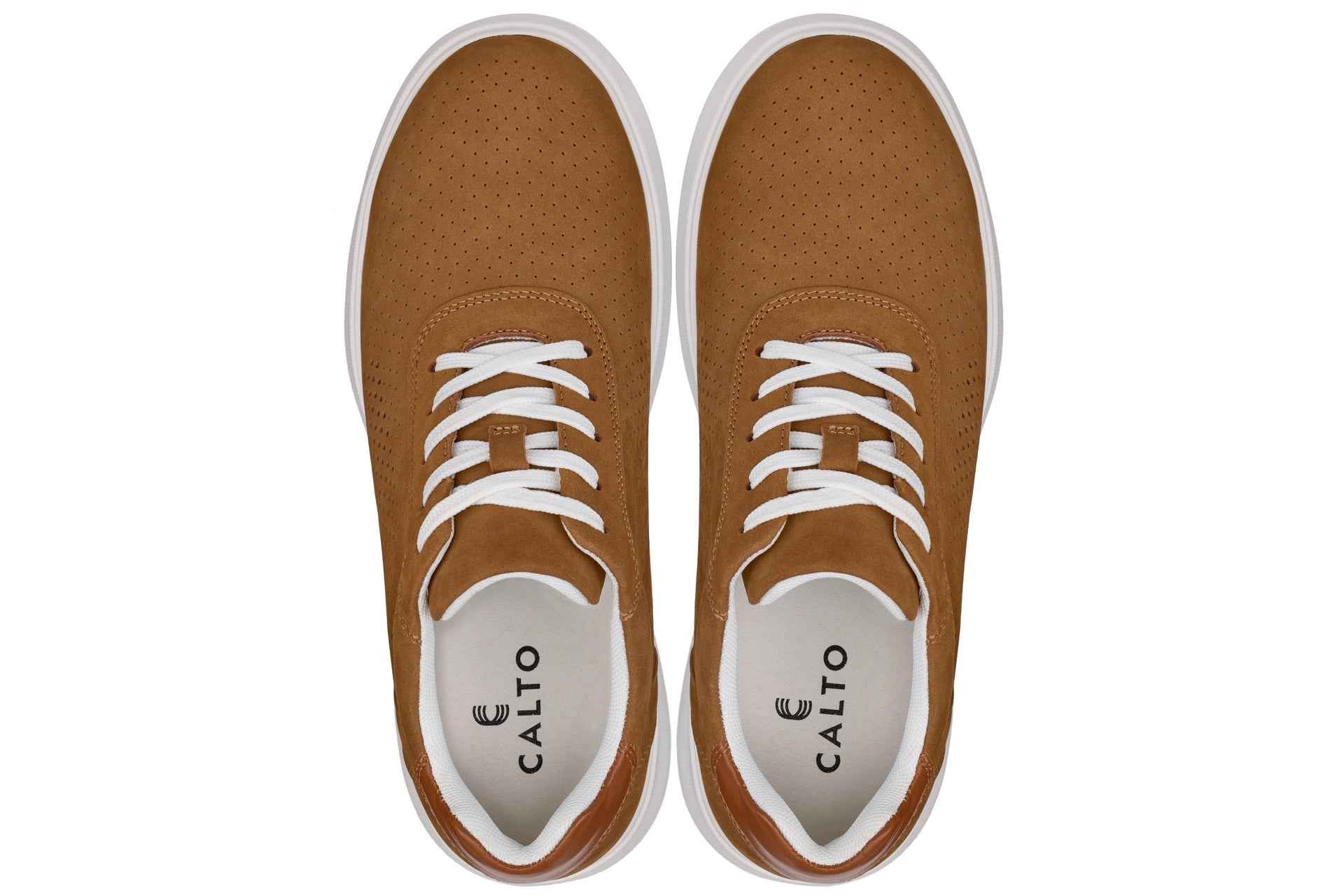 CALTO - J1583  - 2.6 Inches Taller (Brown) - Lightweight Casual Walkers Tallmenshoes.com