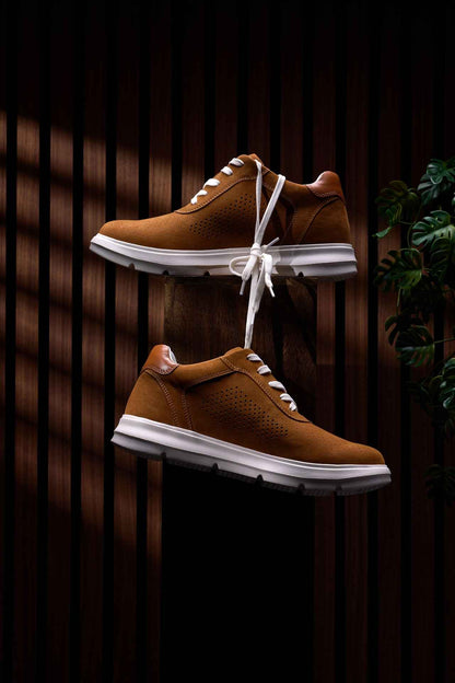CALTO - J1583  - 2.6 Inches Taller (Brown) - Lightweight Casual Walkers Tallmenshoes.com