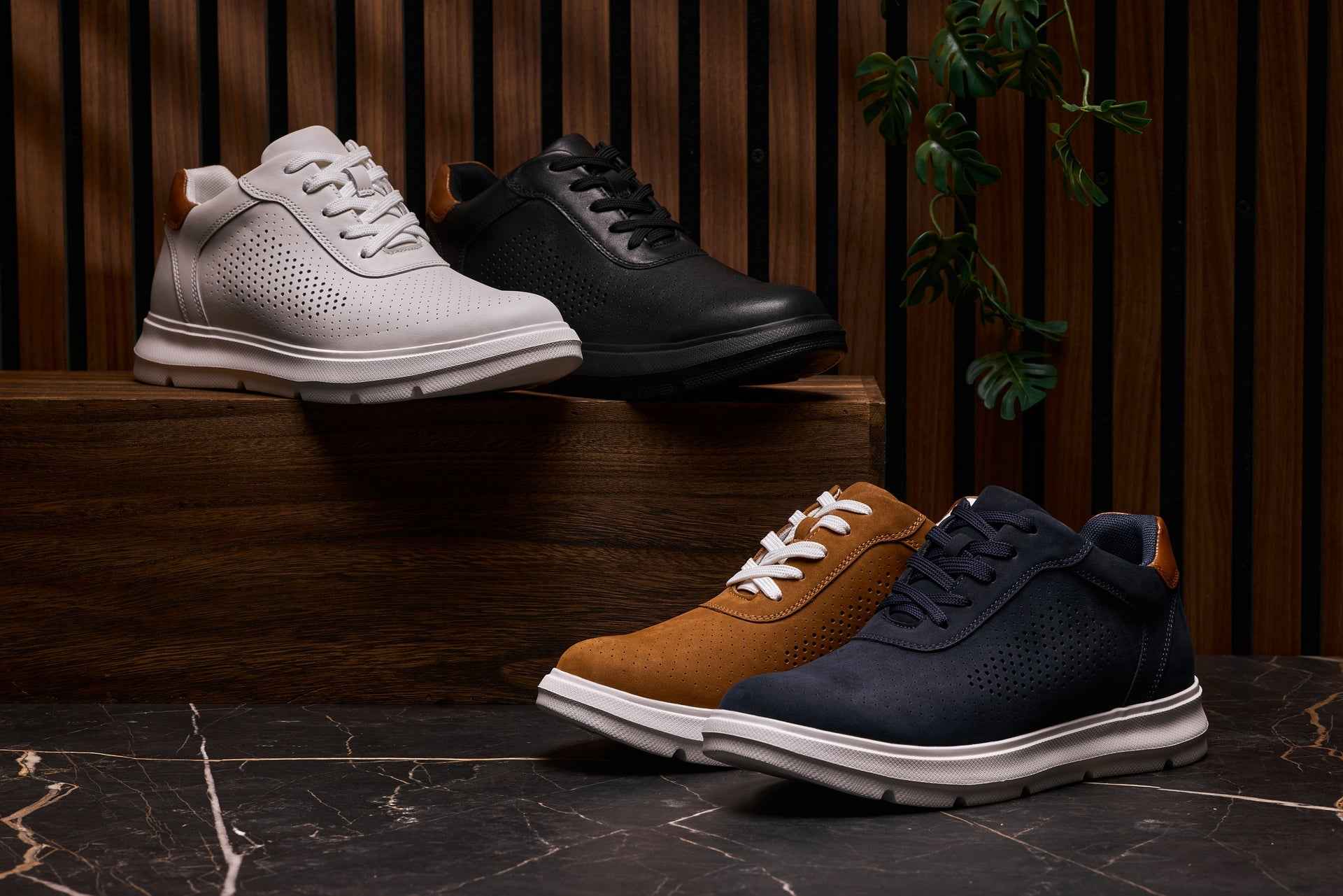 CALTO - J1580  - 2.6 Inches Taller (Black/Black Sole) - Lightweight Casual Walkers Tallmenshoes.com