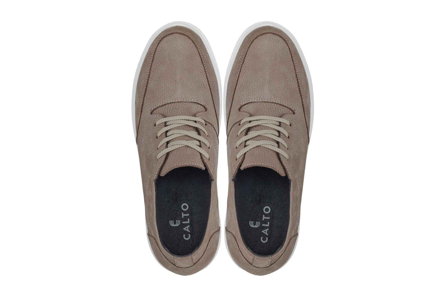 CALTO - J1770  - 3.2 Inches Taller (Khaki) - Casual Chunky Sole Boots – Soft Pebble Grain Nubuck Leather Tallmenshoes.com