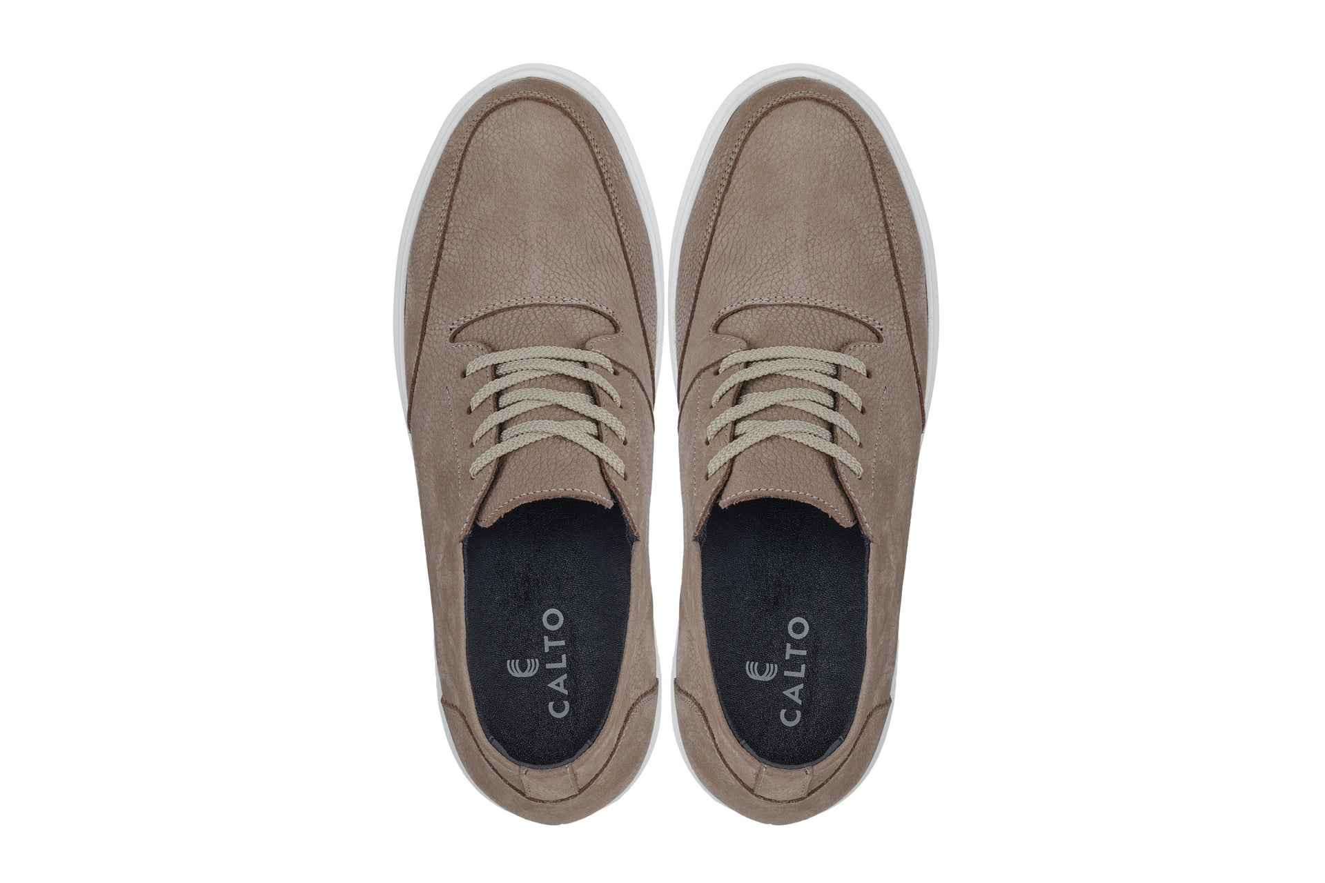 CALTO - J1770  - 3.2 Inches Taller (Khaki) - Casual Chunky Sole Boots – Soft Pebble Grain Nubuck Leather Tallmenshoes.com