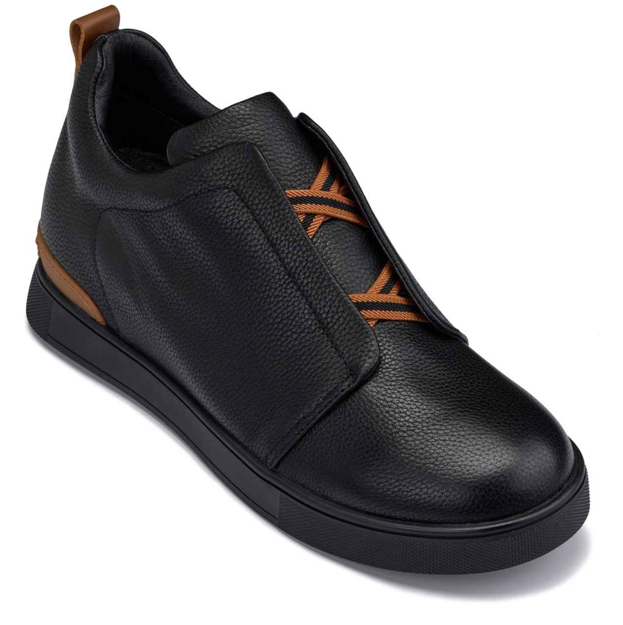 CALTO - J1931  - 2.6 Inches Taller (Black/Black Sole) - Slip-On Snoafers Tallmenshoes.com
