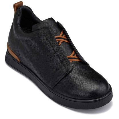 CALTO - J1931  - 2.6 Inches Taller (Black/Black Sole) - Slip-On Snoafers Tallmenshoes.com
