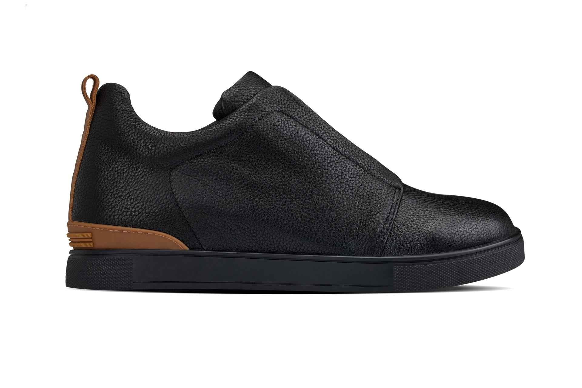 CALTO - J1931  - 2.6 Inches Taller (Black/Black Sole) - Slip-On Snoafers Tallmenshoes.com