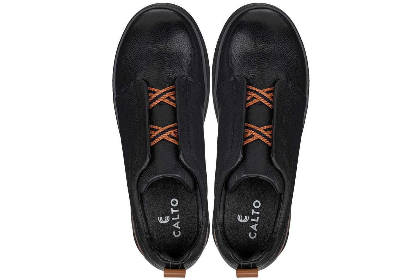 CALTO - J1931  - 2.6 Inches Taller (Black/Black Sole) - Slip-On Snoafers Tallmenshoes.com