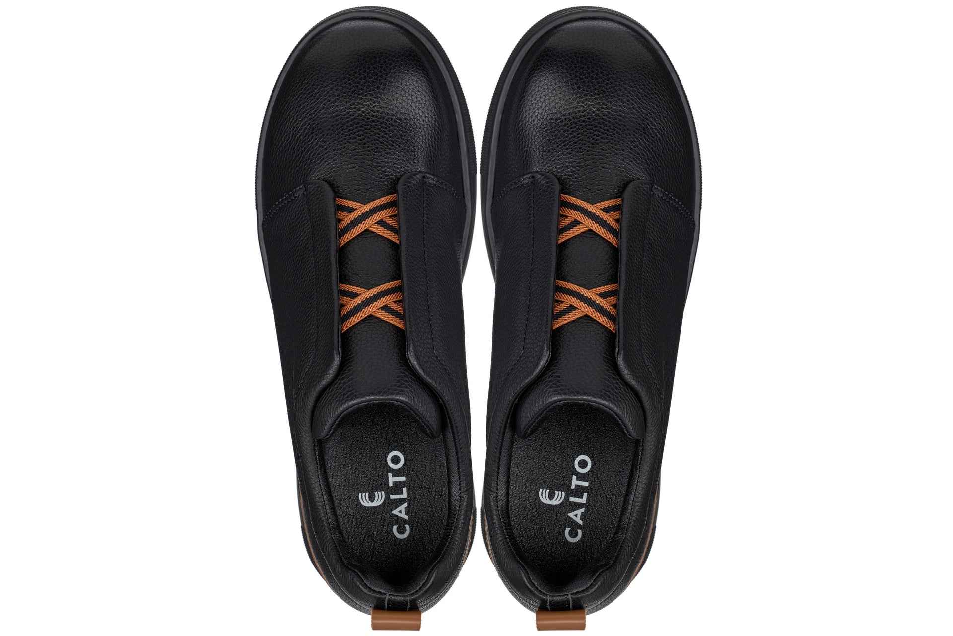CALTO - J1931  - 2.6 Inches Taller (Black/Black Sole) - Slip-On Snoafers Tallmenshoes.com