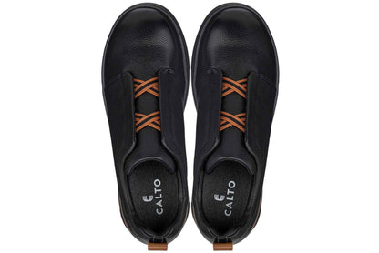 CALTO - J1931  - 2.6 Inches Taller (Black/Black Sole) - Slip-On Snoafers Tallmenshoes.com