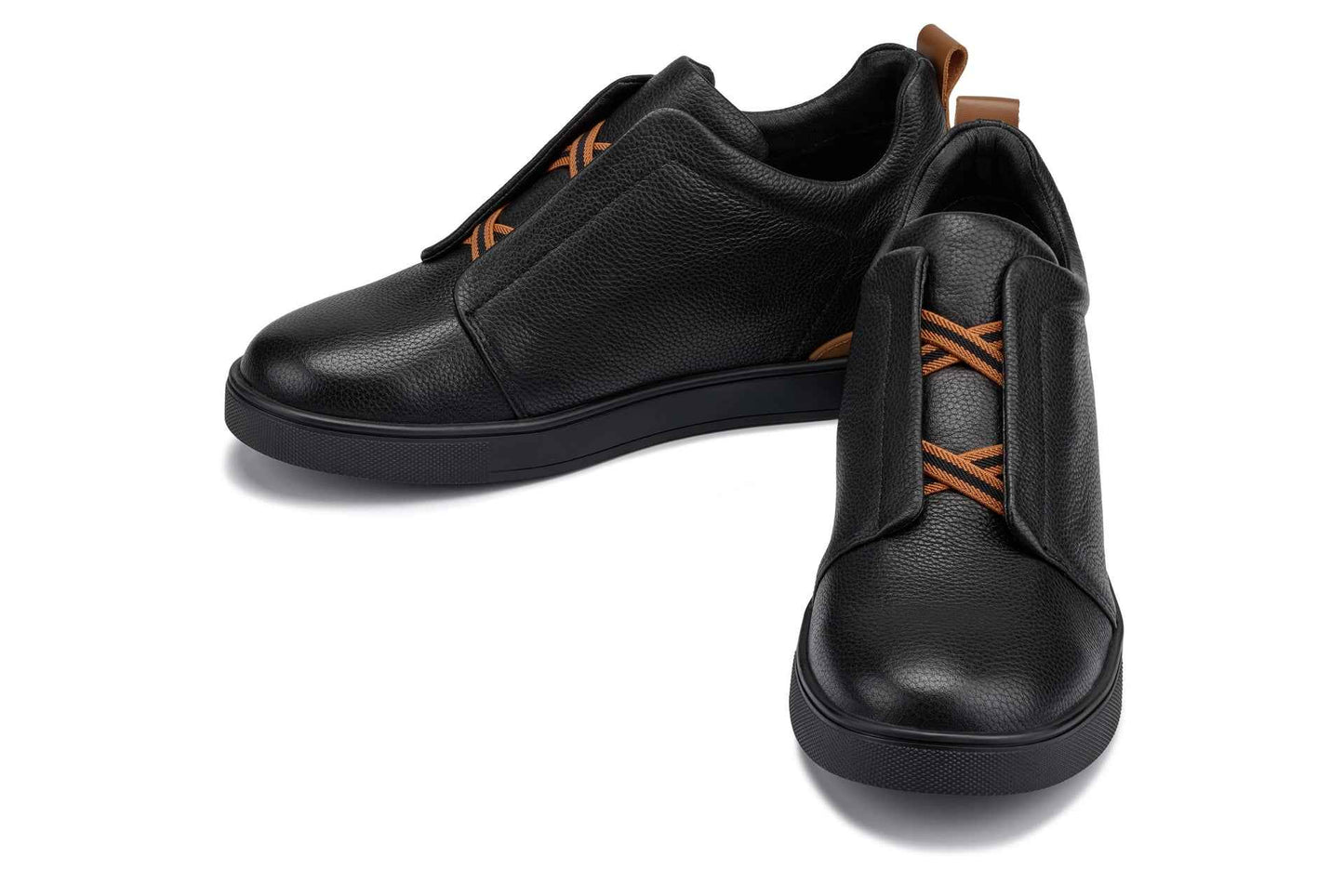 CALTO - J1931  - 2.6 Inches Taller (Black/Black Sole) - Slip-On Snoafers Tallmenshoes.com