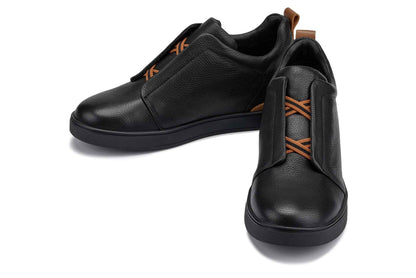 CALTO - J1931  - 2.6 Inches Taller (Black/Black Sole) - Slip-On Snoafers Tallmenshoes.com