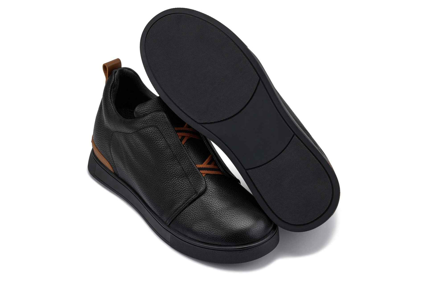 CALTO - J1931  - 2.6 Inches Taller (Black/Black Sole) - Slip-On Snoafers Tallmenshoes.com