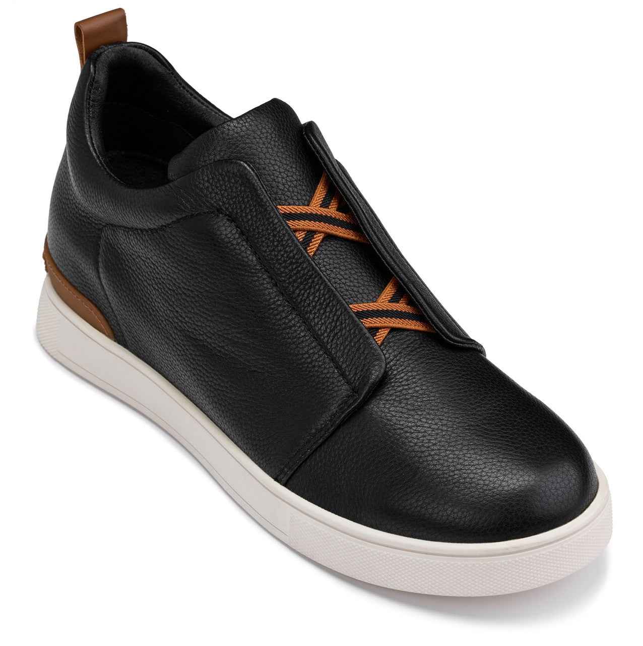 CALTO - J1932  - 2.6 Inches Taller (Black/White Sole) - Slip-On Snoafers Tallmenshoes.com