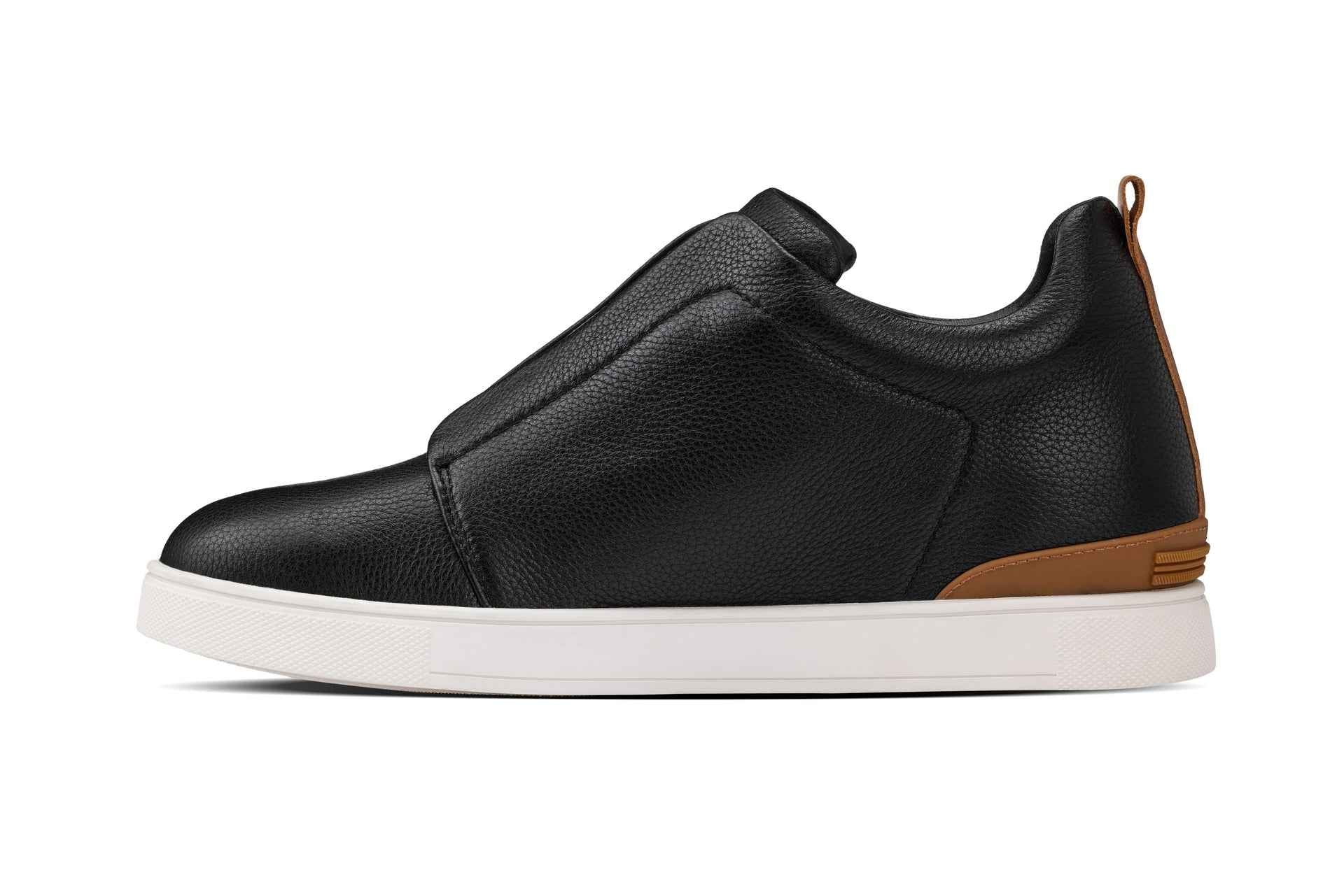 CALTO - J1932  - 2.6 Inches Taller (Black/White Sole) - Slip-On Snoafers Tallmenshoes.com
