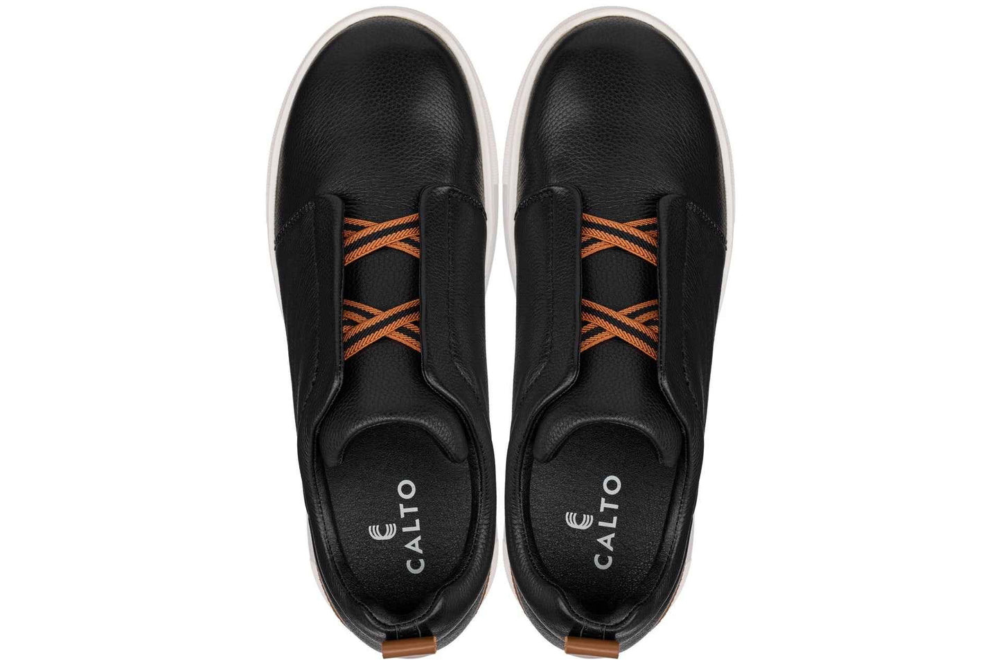 CALTO - J1932  - 2.6 Inches Taller (Black/White Sole) - Slip-On Snoafers Tallmenshoes.com