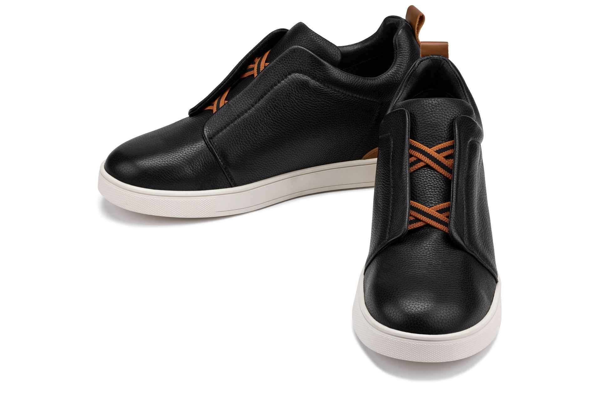 CALTO - J1932  - 2.6 Inches Taller (Black/White Sole) - Slip-On Snoafers Tallmenshoes.com