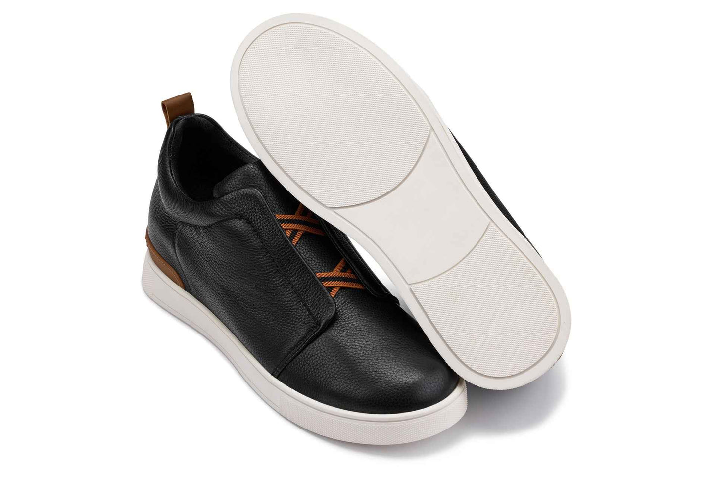 CALTO - J1932  - 2.6 Inches Taller (Black/White Sole) - Slip-On Snoafers Tallmenshoes.com