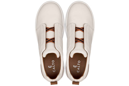 CALTO - J1933  - 2.6 Inches Taller (Off-White) - Slip-On  Snoafers